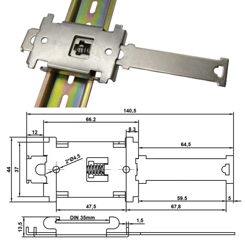 Installation clip on 35 DIN rail 35mm DIN rail clip to secure solid-state relay holderclamp din railclamp snap clip plastic