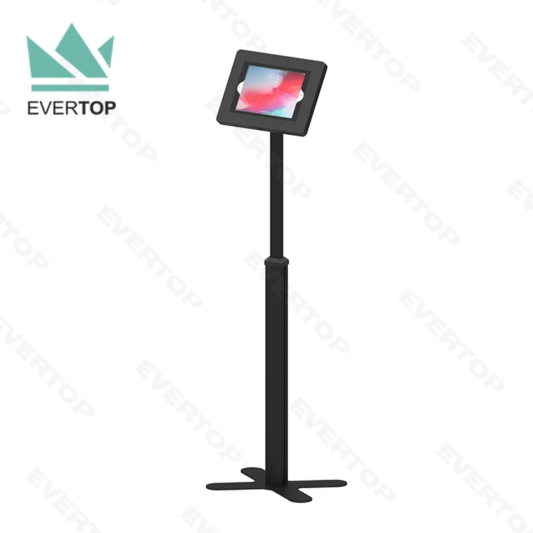 LSF03-C Telescopic Floor Tablet Security Stand Display Secure Enclosure Tablet Holder with lock Height adjustable for ipad Kiosk