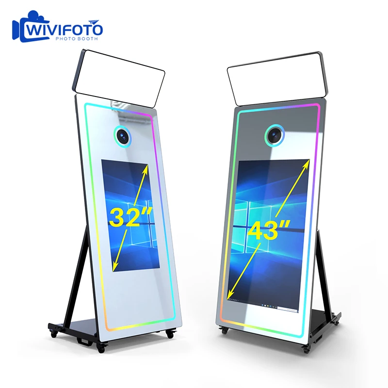 Selfie Magic Mirror Augmented Wedding Vogue Reality Photo Booth Kiosk With Printer Led Frame