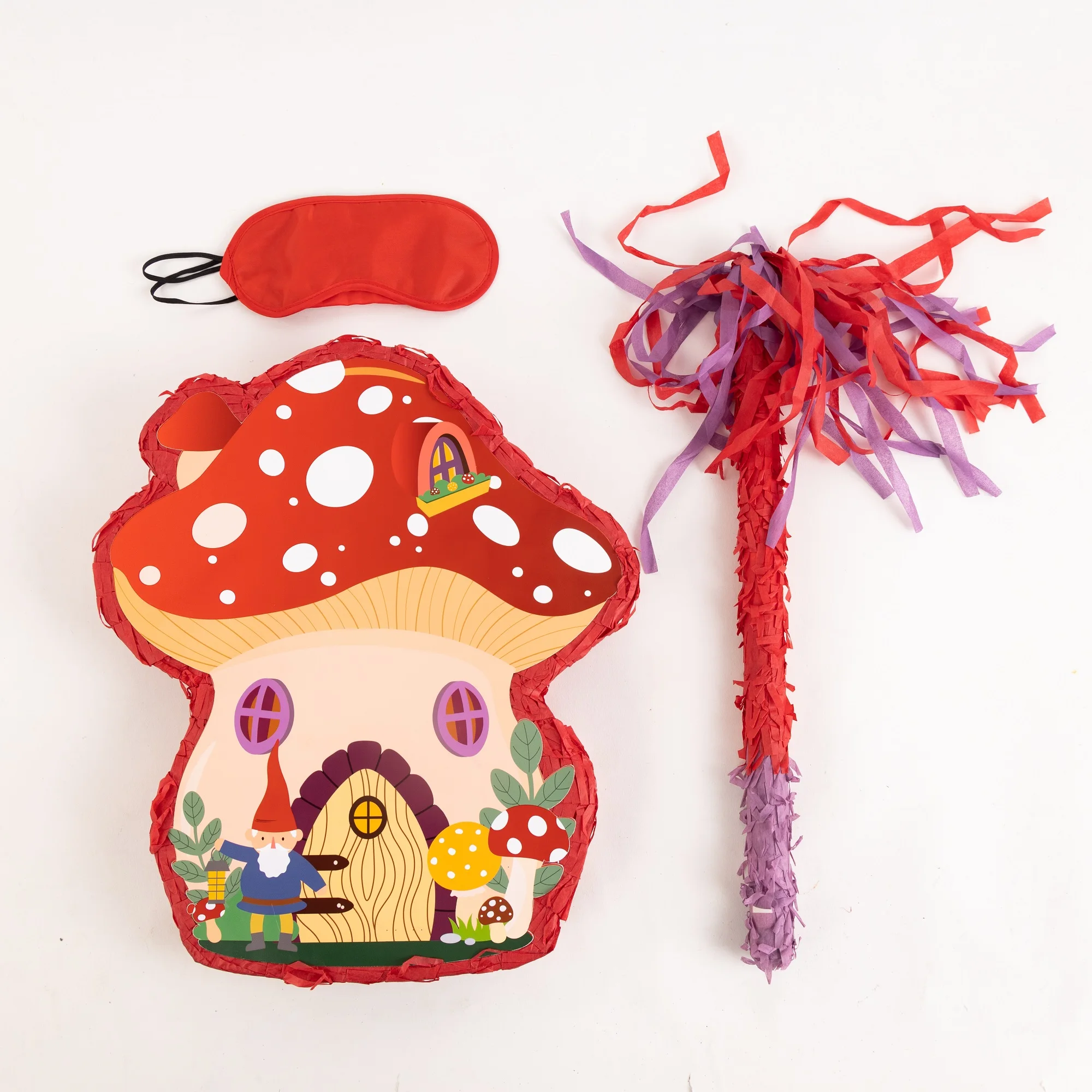 3D Mushroom Shaped Pinata Include Mushroom Pinata Stick and Blindfold for Forest Jungle Theme Party Decoration
