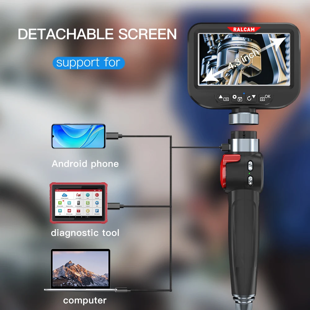 Hot Selling 2Mp Borescope Camera With 4.3Inch Ip67 Waterproof Screen Industrial Video Endoscope For Android