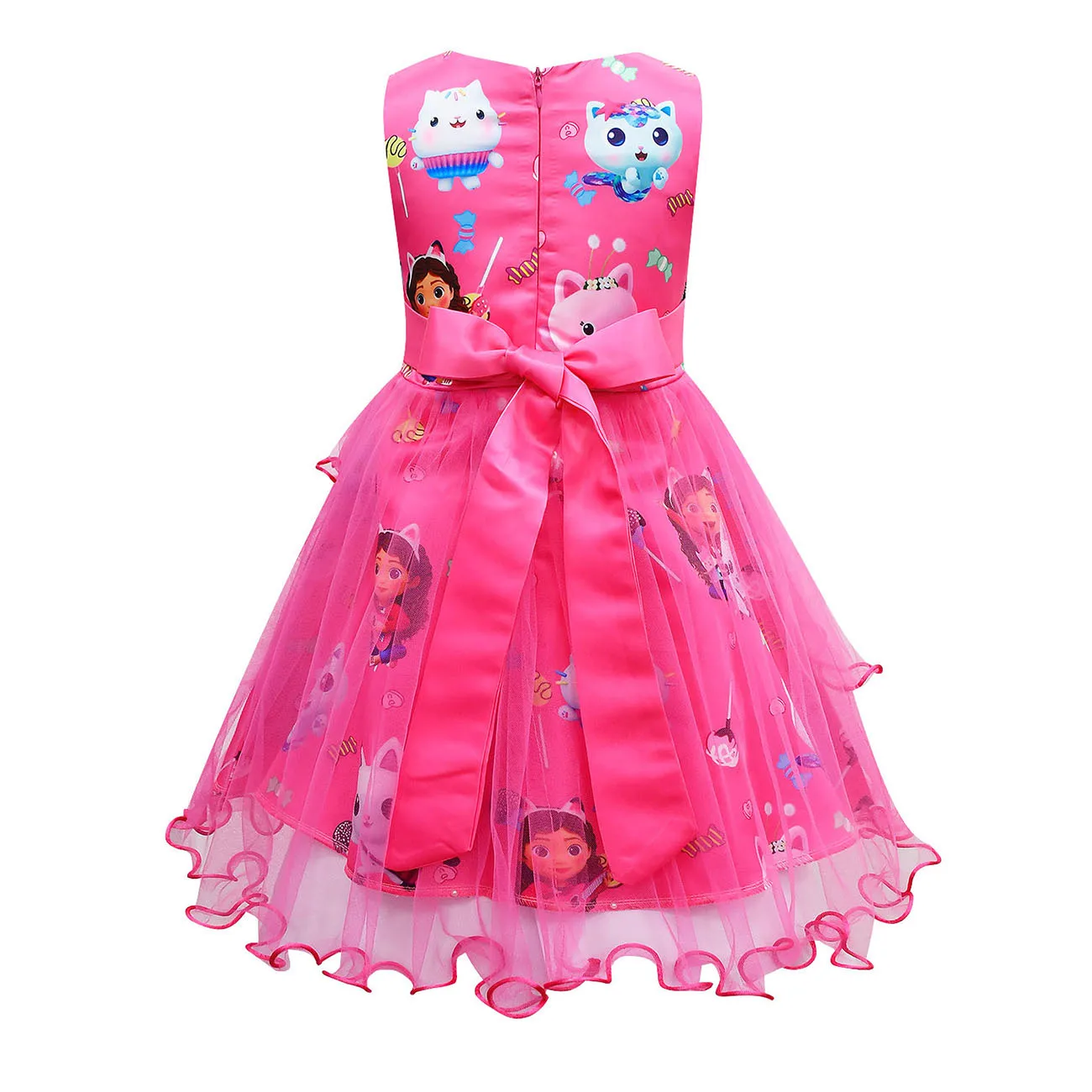 Summer Baby Girls Dress Up Fashion Kids Bow Princess Frock Children Fancy Halloween Gabbys Dollhouse Costume