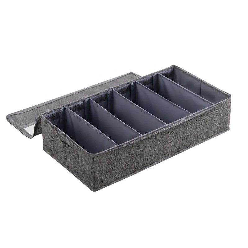6 Grids Non-woven Fabric Underbed Shoe Storage Organizer Folding Box Bag with PVC Window Zipper for Bedroom Sofa Closet Wardrobe