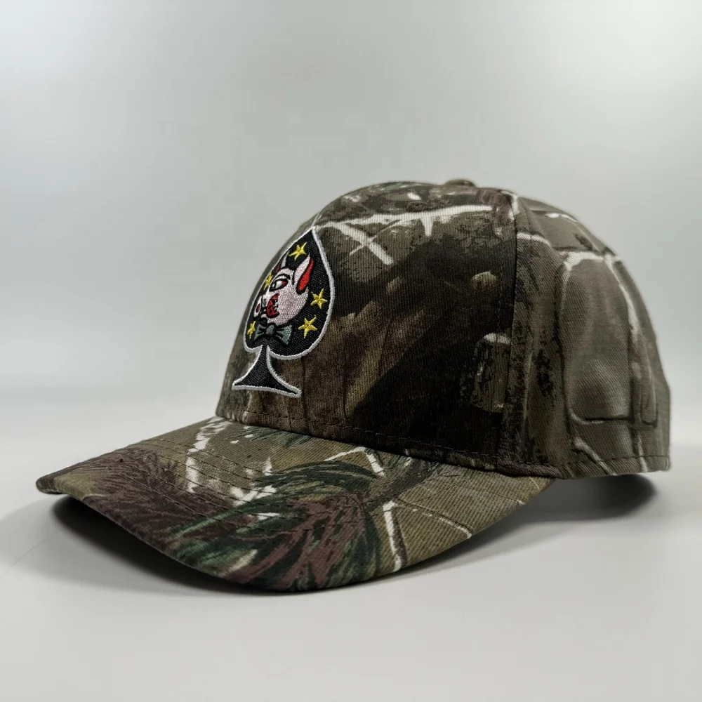 OEM 5/6 Panel Frame Fashion Sublimation Digital Print Cotton/Polyester Baseball Cap Custom Embroidery logo Sport Camo Tree Hat