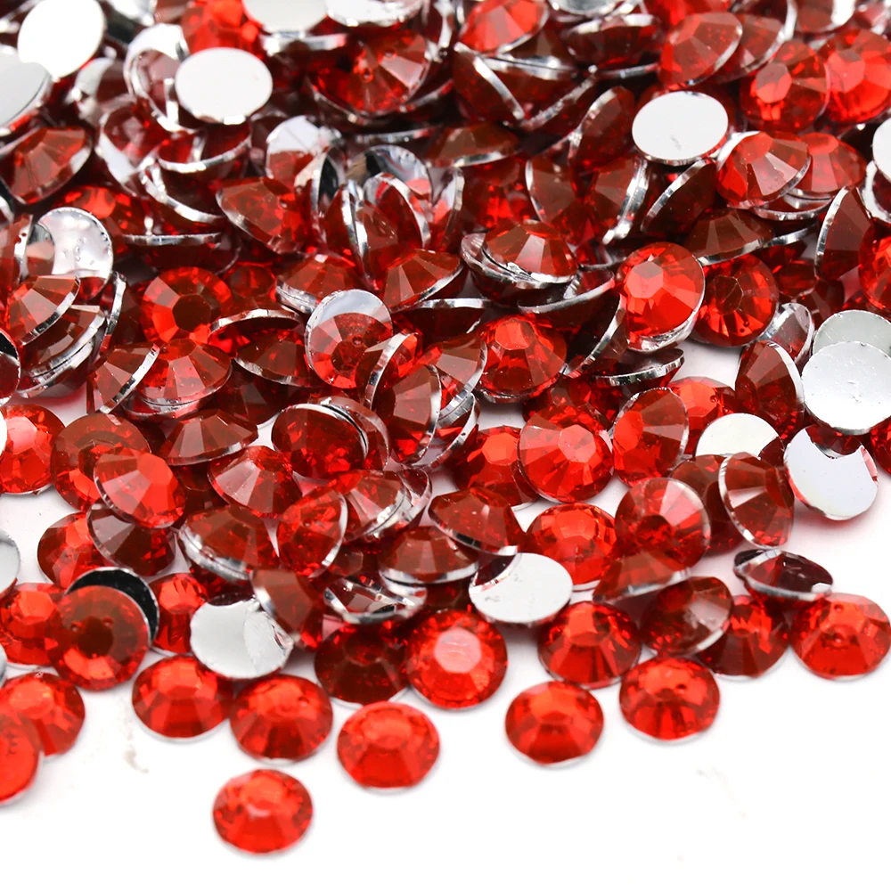 XULIN Silver Bottom Orange Color Non Hot Fix Strass Flatback  Round Resin Stone Beads For Shoes DIY