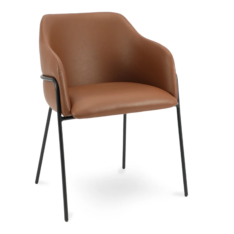 Upholstered Leather Chairs Brown Synthetic Leather  Dining Chair For Hotel