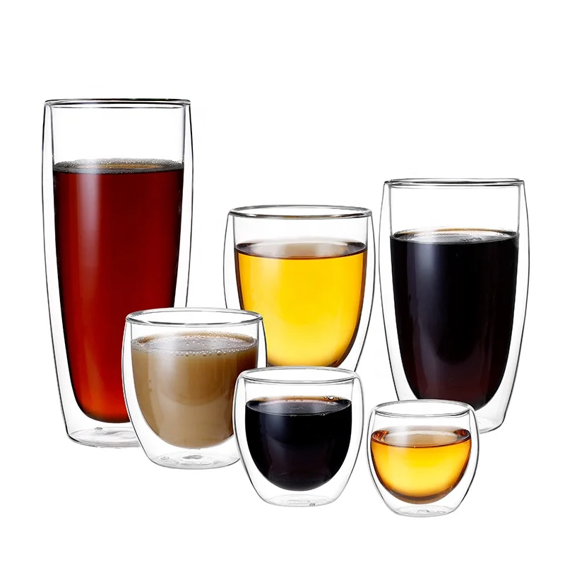 High Quality Low Price Double Wall Glass Coffee Cup Hot sale High Borosilicate Glass Cup Double Wall Glass Mug