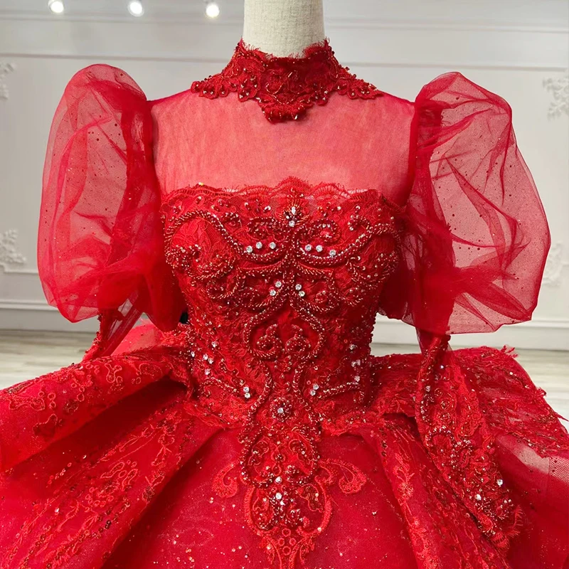 red black ivory choose bride gown Embroidery Modern Lace Ball Gown Beading Crystal Wedding Dresses