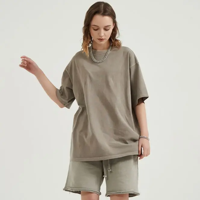 MIYU 2021 High quality Shirt For Women Drop Sleeve 250 gsm Cotton Custom Heavy Weight Oversized Essential