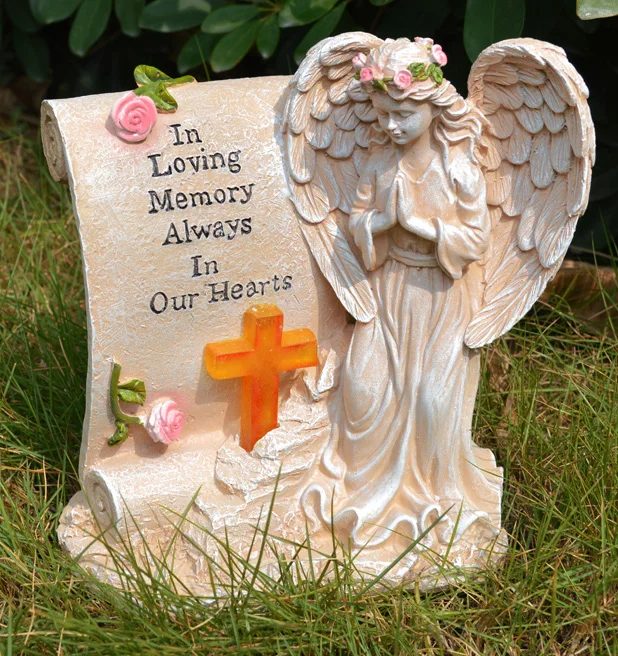 Solar angel cross garden statues lights Memorial Grave Decorations Gifts