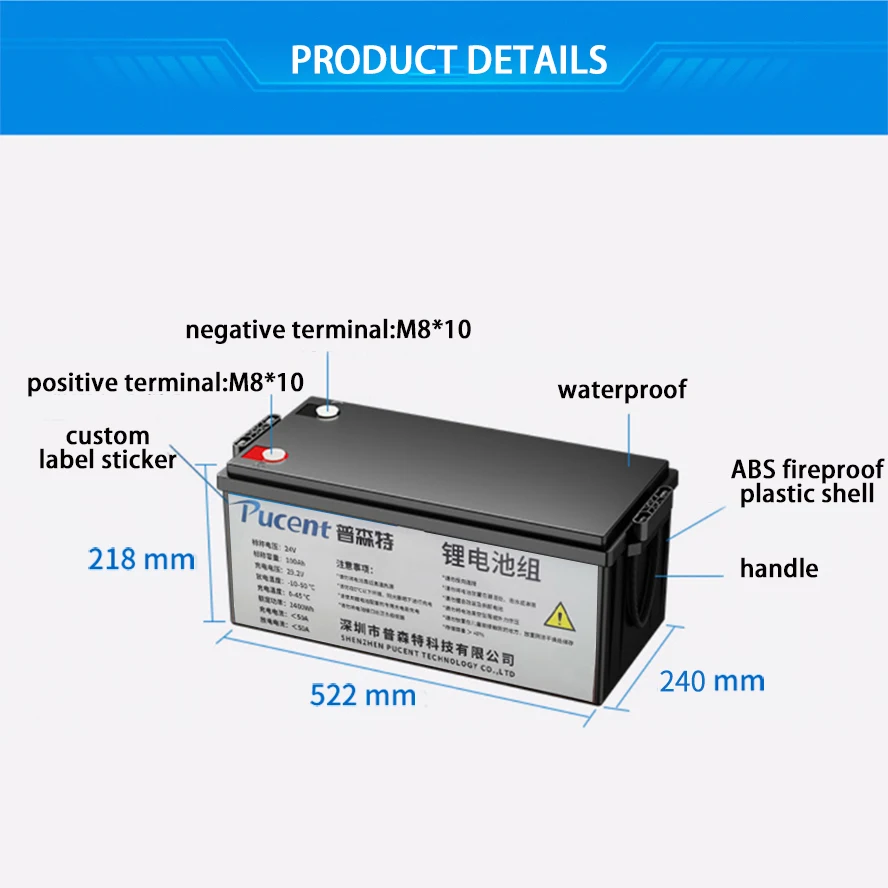 Водонепроницаемый аккумулятор 12 В 24 48 Lifepo4 Bluetooth 50ah 100ah 200ah 300ah RV Морской литий-ионный для хранения солнечной энергии