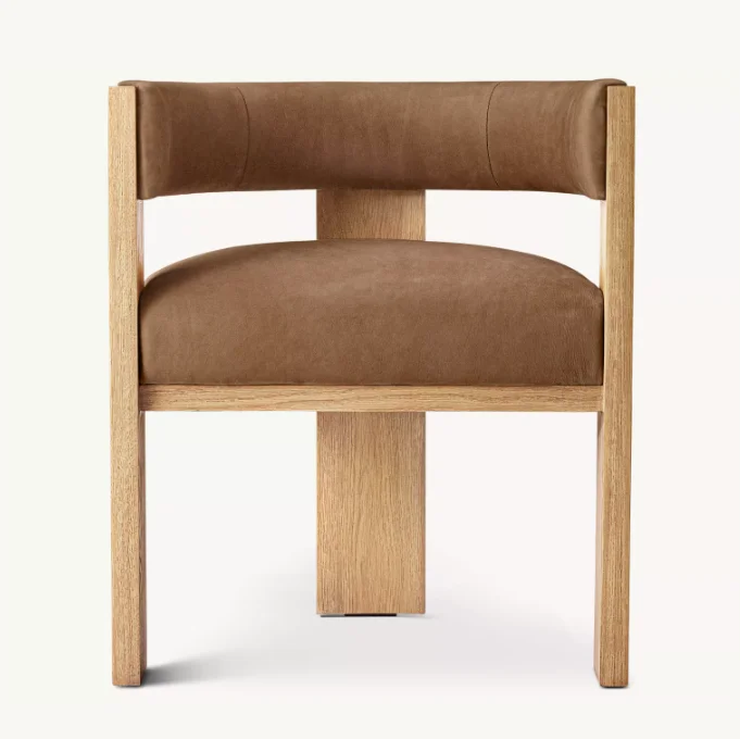 High Quality Home Wooden Chairs Furniture Leather Seat Dining Armchair