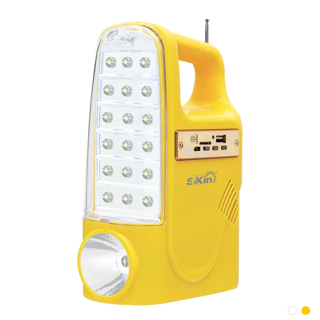 Multifunction 0.5W high bright led FM Radio Mp3 player emergency light with solar jack mobile power