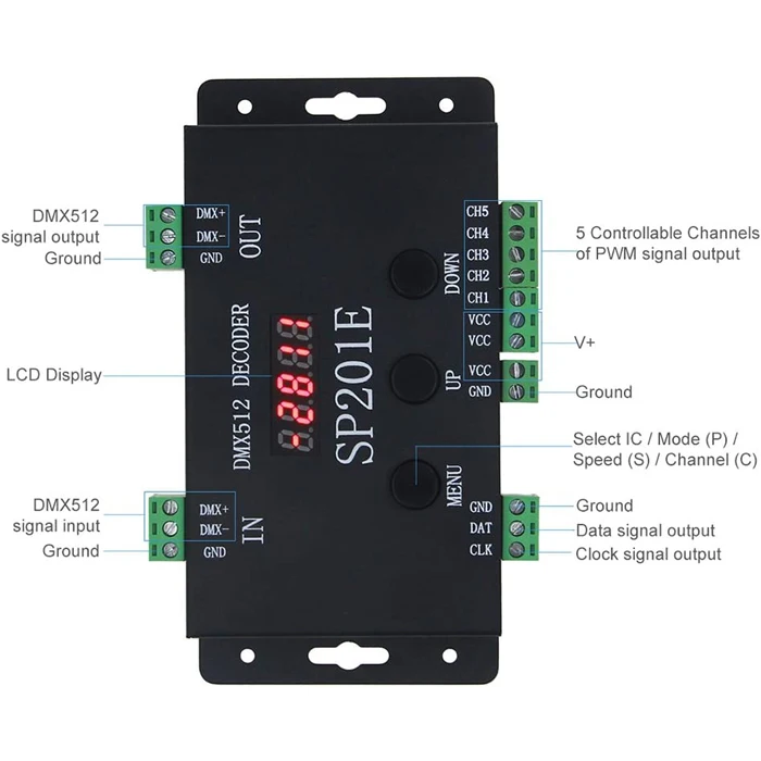 ws2811 ws2801 artnet controller dmx to spi decoder