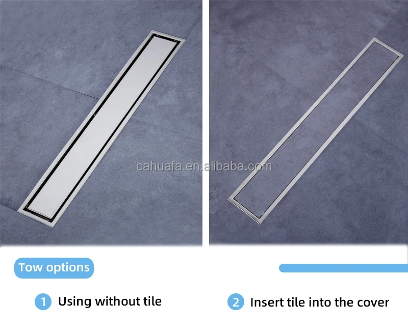 Huafa 304 Stainless Steel Bathroom Tile Insert Linear Shower Floor Drain Channel