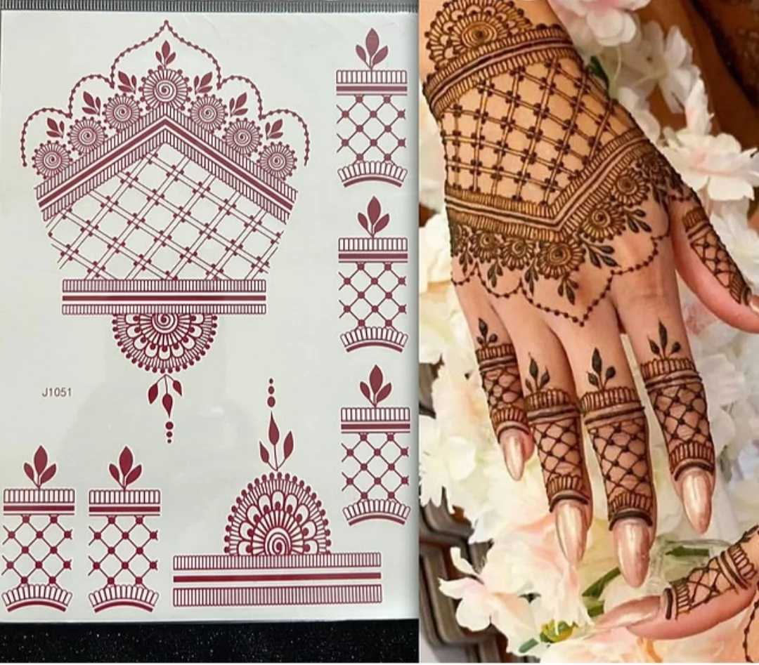 Factory Sale Brown Henna Lace Tattoo Temporary Sticker Body Art Middle East India Hand Back Tattoo Sticker