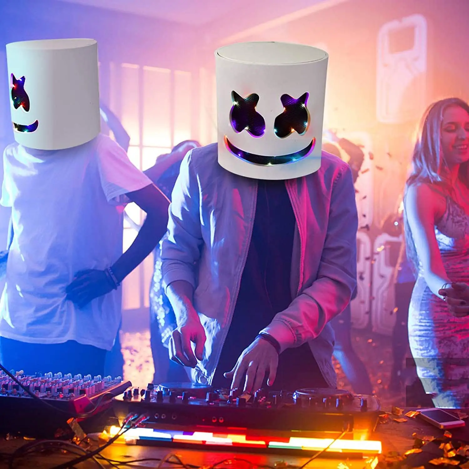 Halloween Party Cosplay Mask and Music Festival Full Head Masks Helmet Halloween LED Glow DJ Mask
