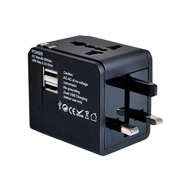 Universal Voltage Converter OEM Logo International Power Adaptor American Standard Travel Adapter 2 USB