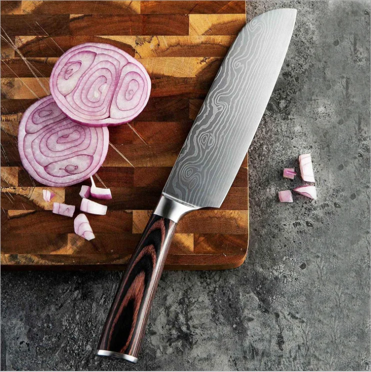 
8 inch kitchen knife santoku knife chef knife with pakka handle kitchen accessories 