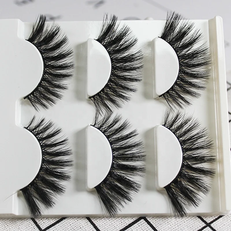 
Factory Luxury 3 Pairs Multi Pack Faux Mink 3D Strip Eyelashes For Private Label 
