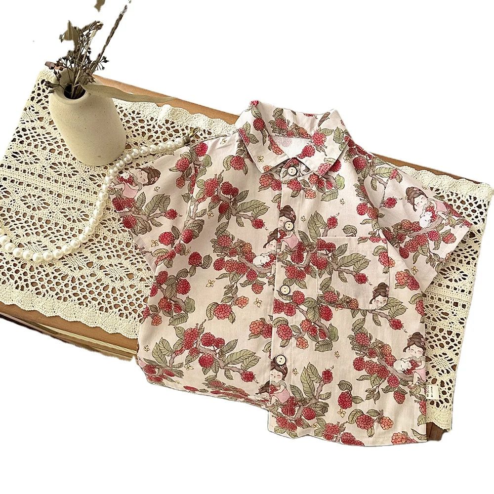 Purorigin fashion  baby item individual package cotton tshirts wholesale toddler clothes fancy pattern aloha shirt boys blouse