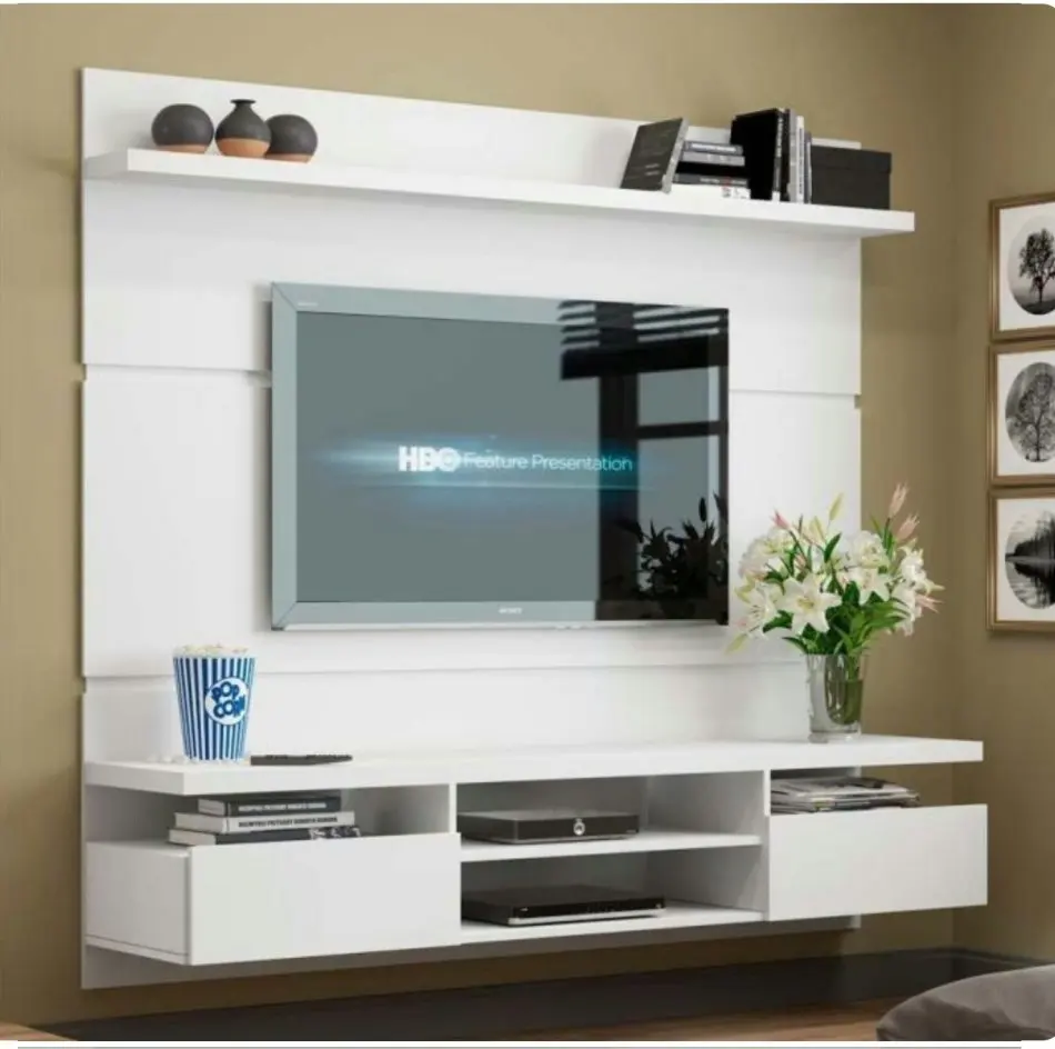 Prima Indoor Hot Sale Cheap Free Standing Wooden TV Table LED Table Top Design  TV Stand Glass Fireplace