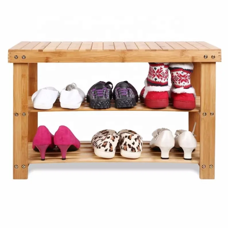bamboo craft Shoe Rack Bench  Holds and Sitting Stand Bamboo Shoe Footwear Rack Organiser Wooden Storage Shelves Stand Shelf
