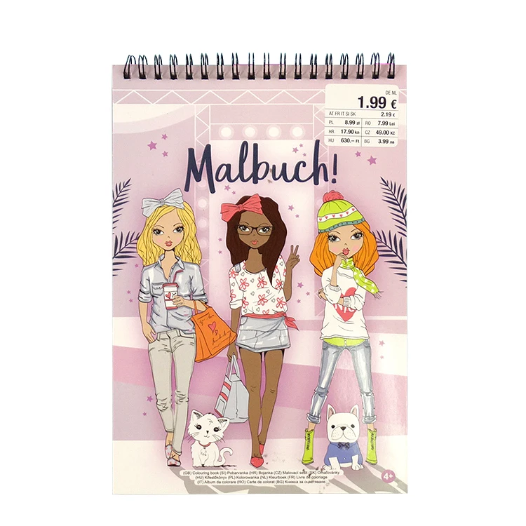 Newest Style Girls Educational Children Activity Book Spiral Coloring Book For Kids With Colors