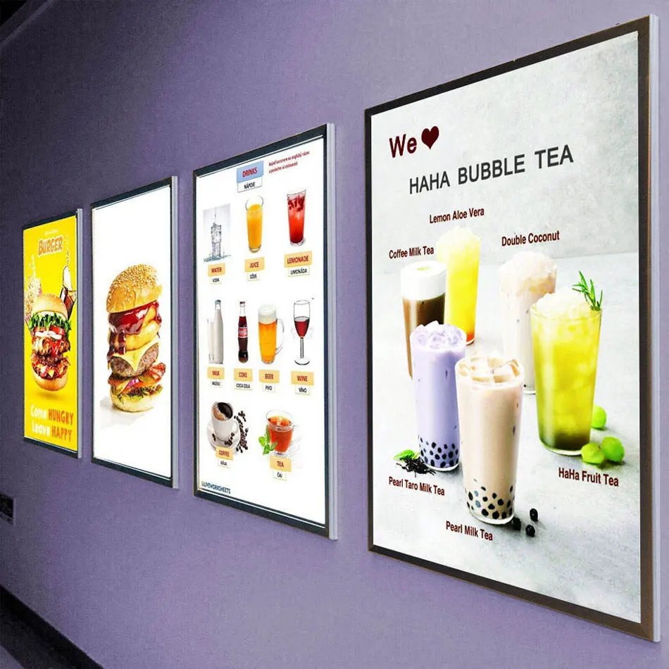 Manufacturer Ultra-thin LED Light Box led slim light box Aluminum Frame Indoor Advertising Light Box for Store  A1/A2