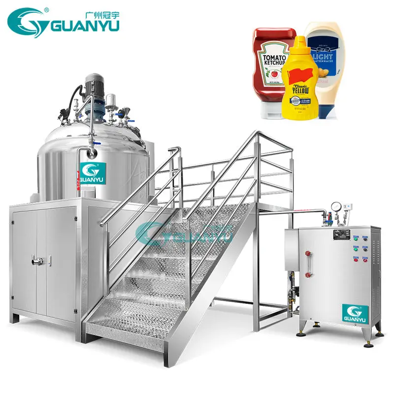 Guanyu Vacuum Homogenizing Emulsifying Mixing Tank Cream Homogenizer Mixer Mayonnaise Making Machines with Circulation System
