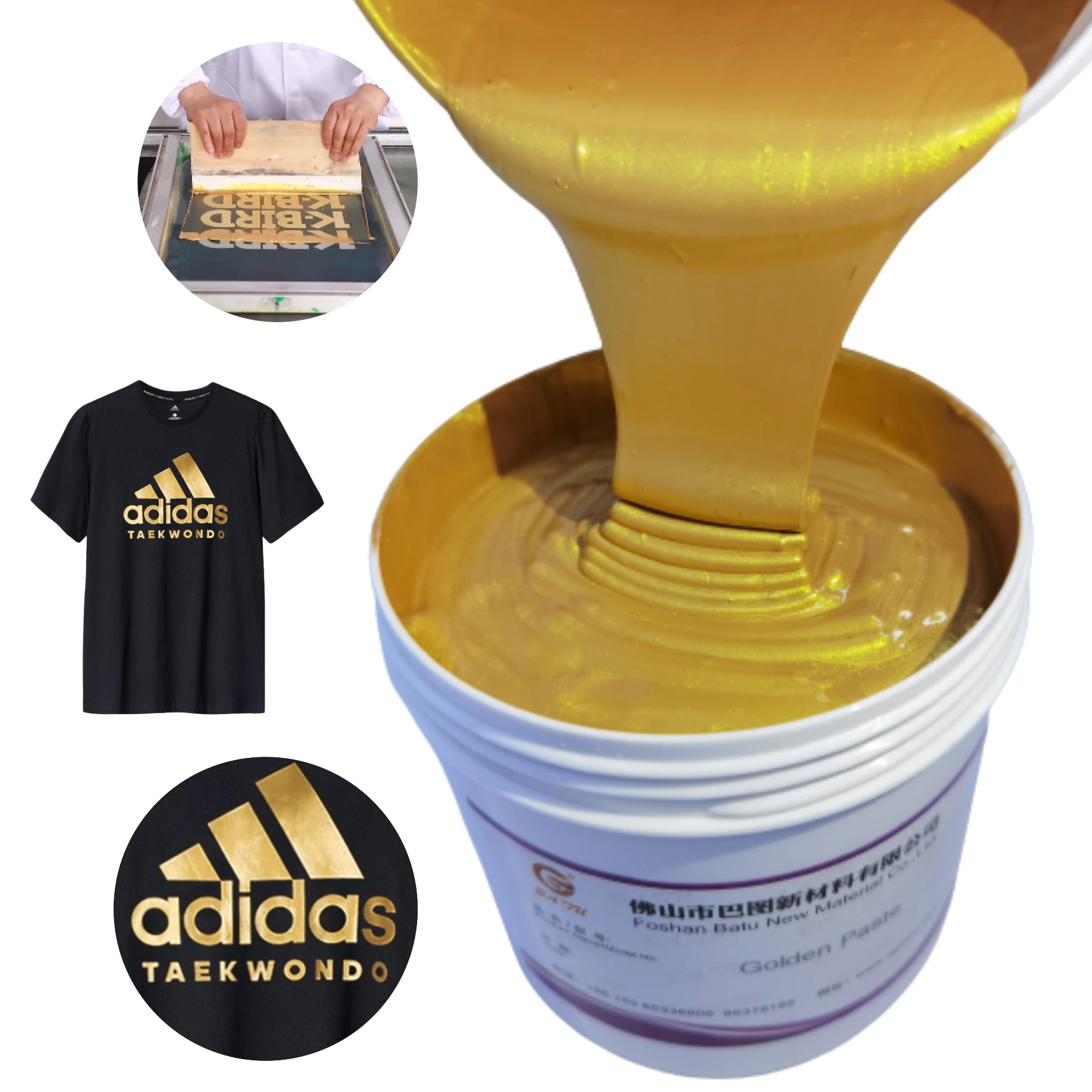 
All over print Silk Gold Ink Golden paste In Screen Printing 