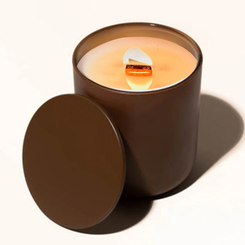 Mescente wholesale large wood wick jar vanilla scented candles, sandalwood aromatherapy candle
