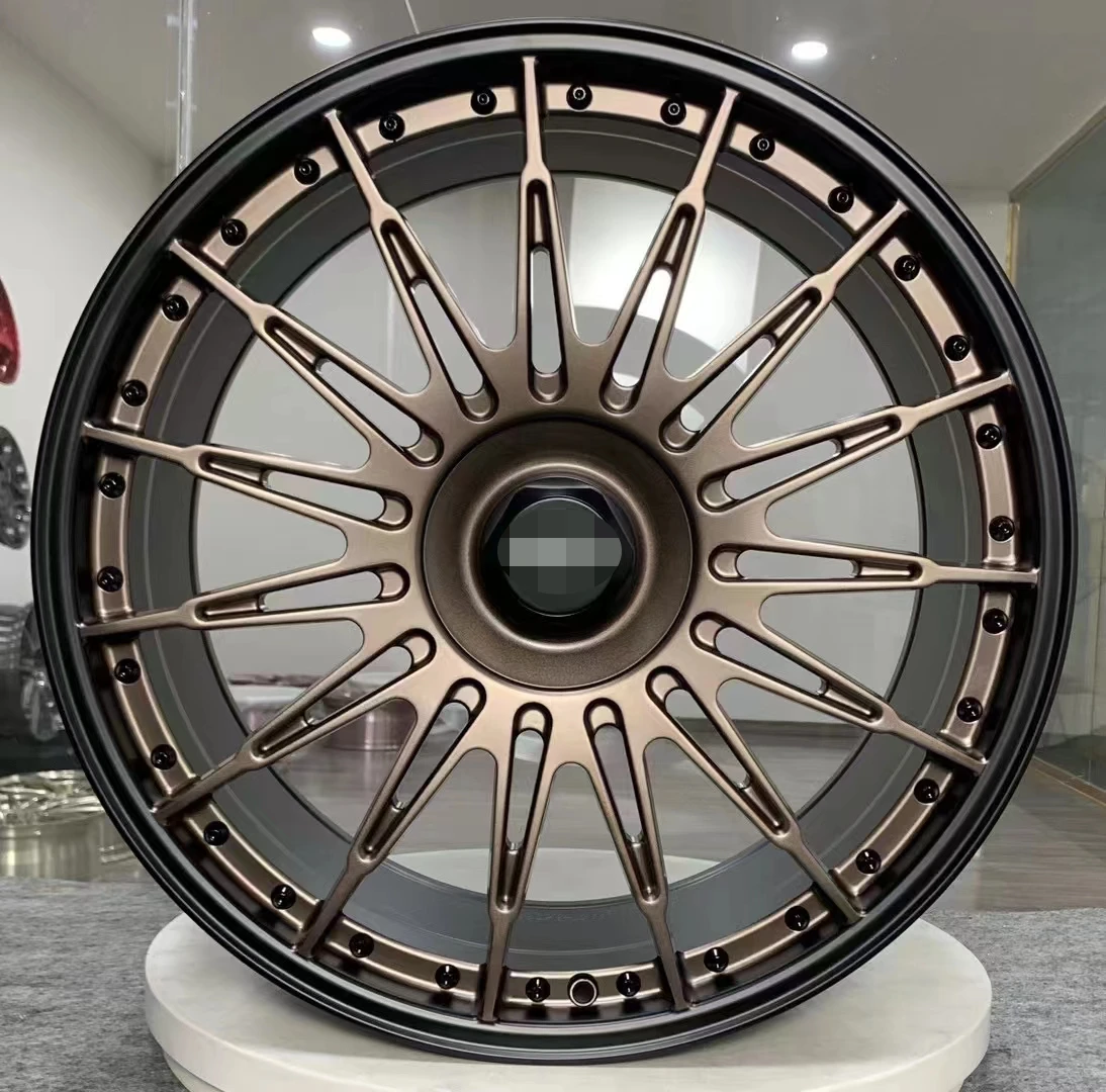 Customized  one -piece forged wheel  with 2 colors and Rivets 16 - 24 inch gunmetal color  for  Audi Benz Nissan and
