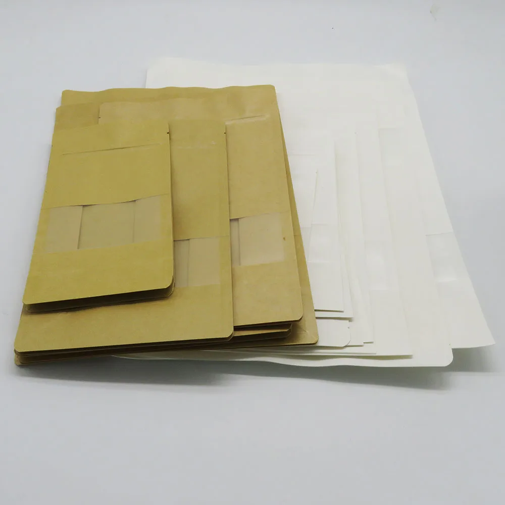 water resistant grease proof inside self seal snack nuts packaging kraft paper pouch bag