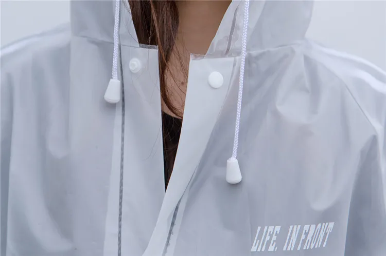 Custom Logo Adult Waterproof Hooded EVA Plastic Raincoat