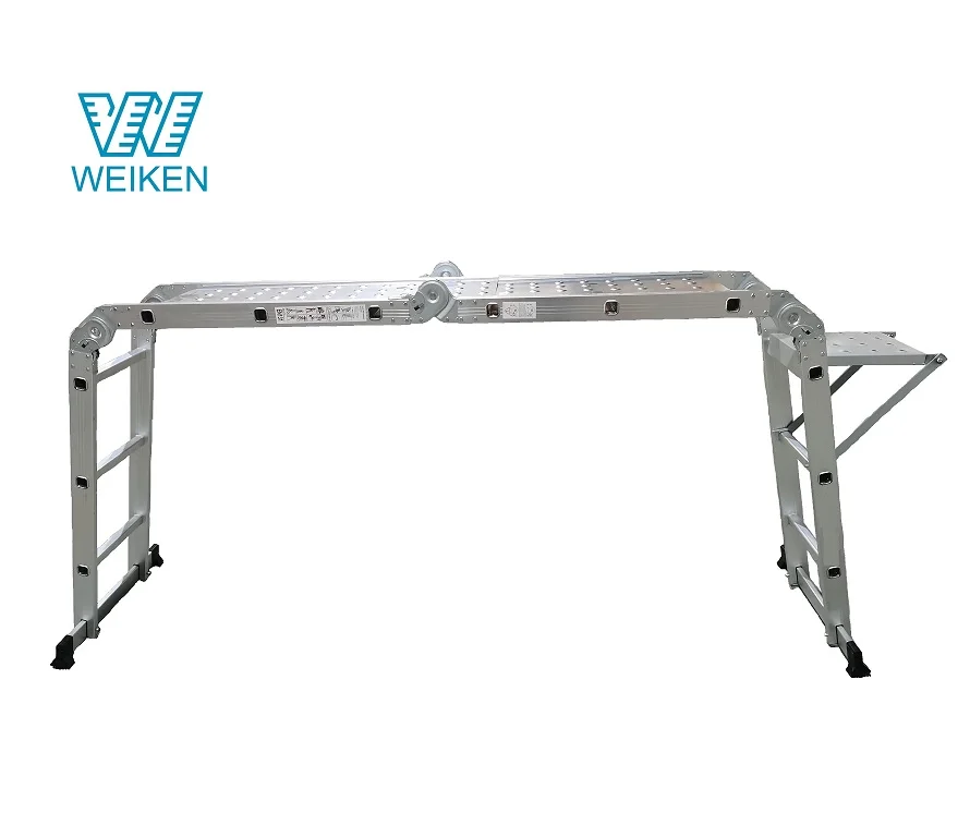 4X3 steps aluminum multipurpose ladder with steel plate and side platform