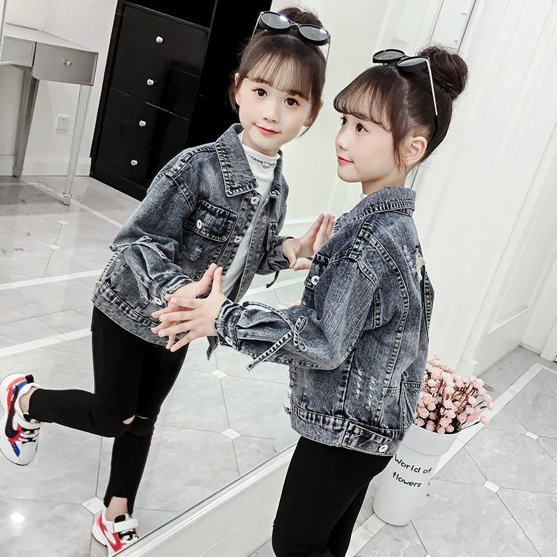 
Wholesale fashion girls denim jacket children 2019 new jeans jacket girls embroidery casual clothes 