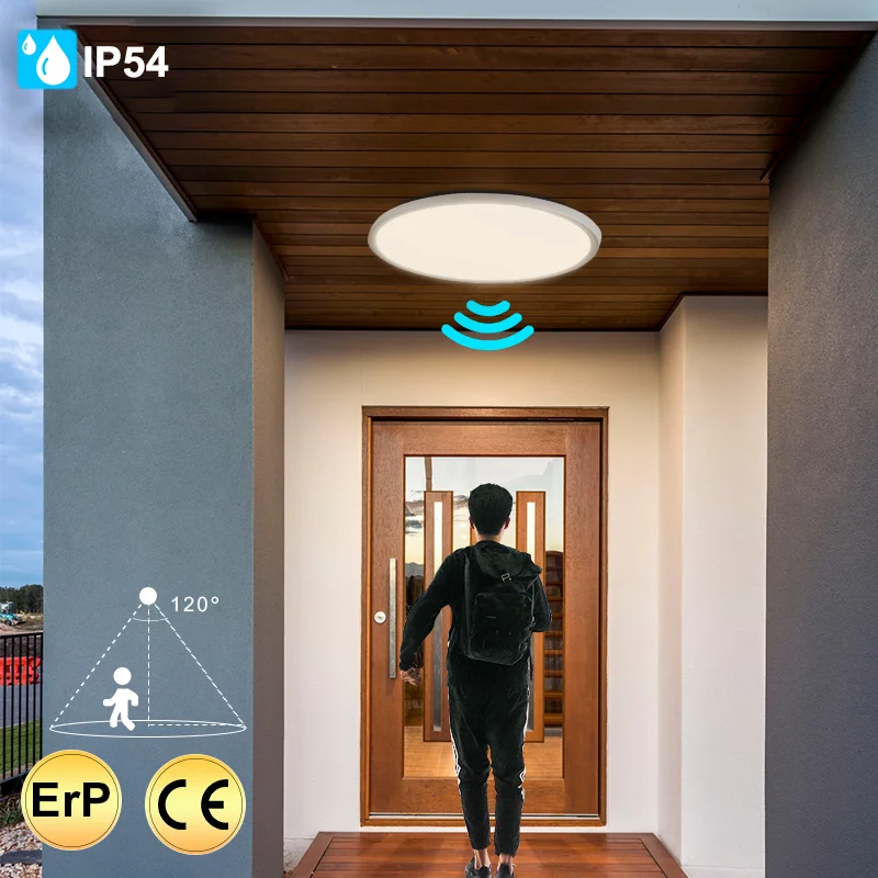 Emergency Motion Sensor Lighting Fixture Round White 18w 24w Smart Remote Wifi Led Ceiling Light