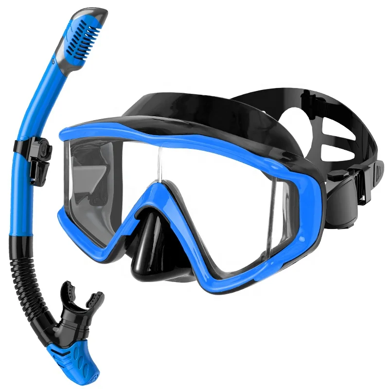 Professional Diving Gear Set Snorkelling Tube Tempered Glass 3 Window Diving Googles Underwater Dive Masked Set