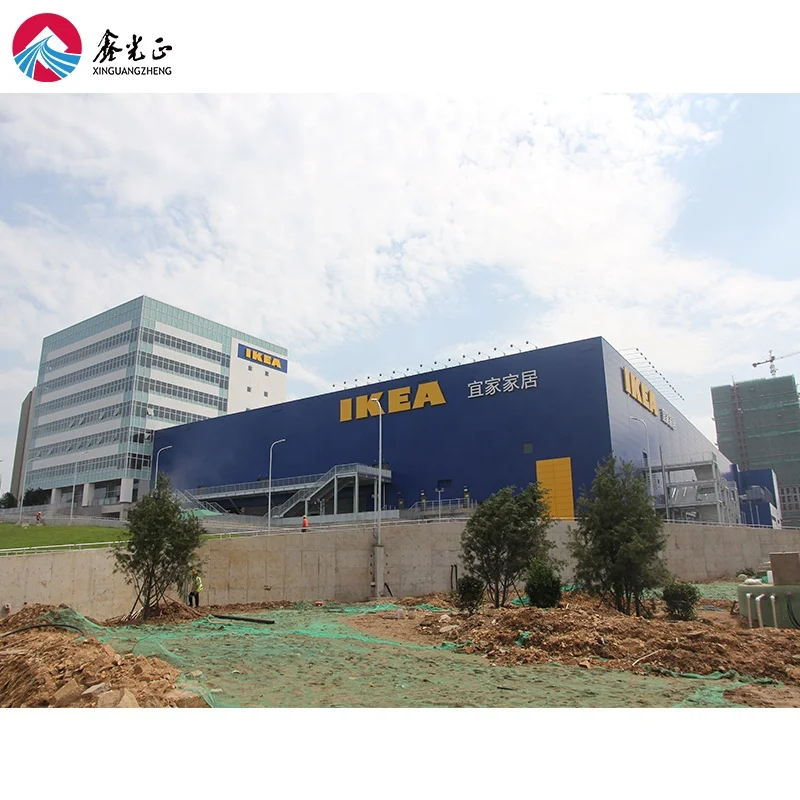 Steel Structure Construction Projects Fabricated Prefabricated Steel Store Building/Supermarket shopping mall storage shed