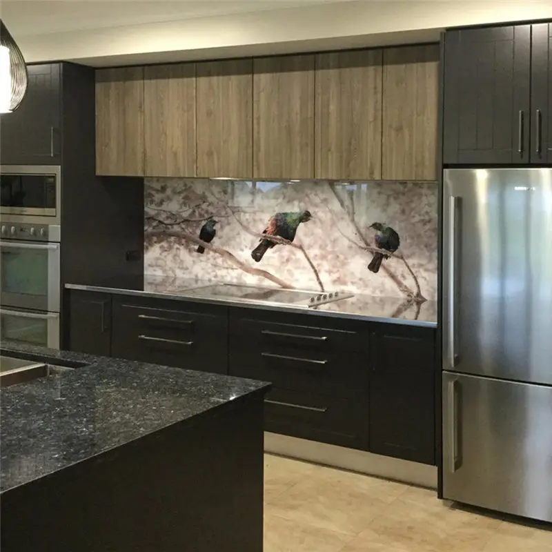 Customized Size,Colors And Patterns HD Splashback Glass Art Painting Decorative Glass