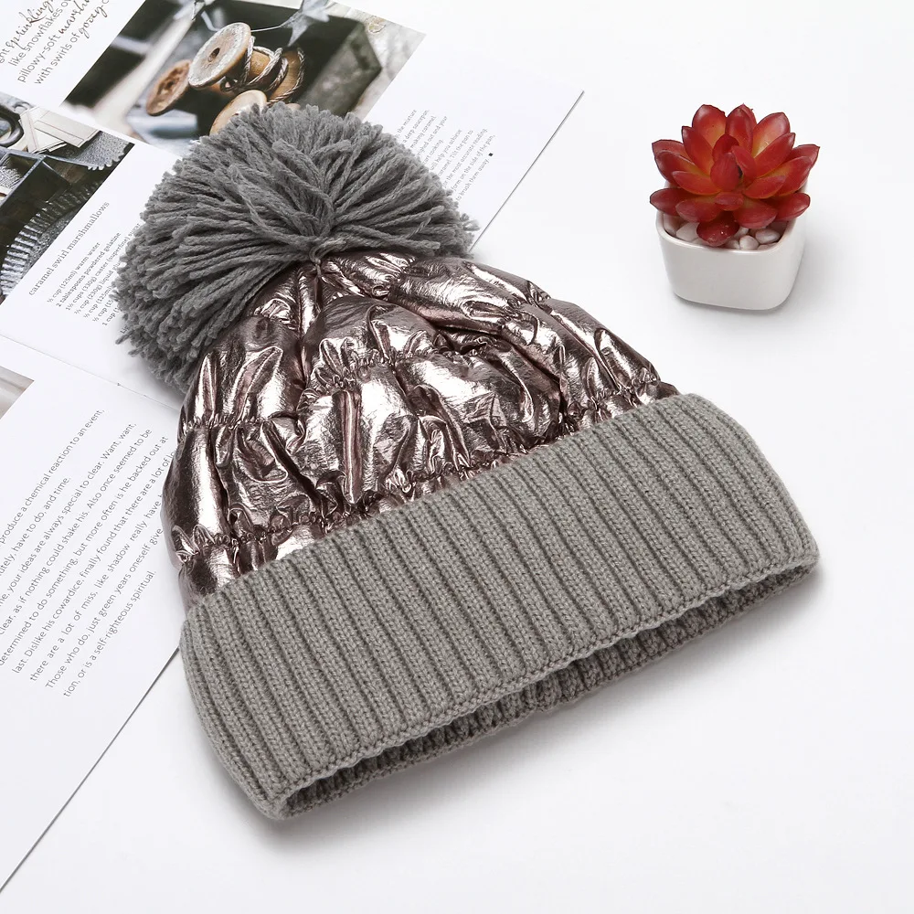New Arrival Puffer Winter Warm Beanie Hats Knitted Thicken Acrylic Pompom Hats for Women Girls