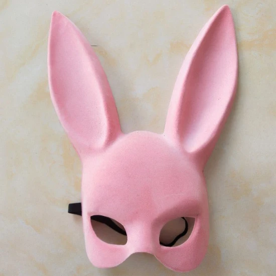 Factory Directly Cheap Halloween Easter Bunny Mask Prom Half Face Bunny Girl Mask Performance Rabbit Ears Mask