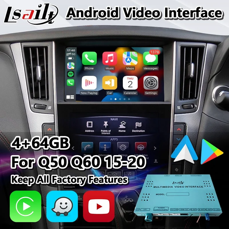 Lsailt Android Multimedia Auto Video Interface for Infiniti Q50 Q60 Q50s 2015-2020