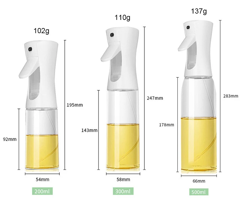 Wholesale Air Fryer BBQ Oil Mist Sprayer 200ML 300ML 500ML Plastic Olive Oil Dispenser Spray Bottle for Kitchen Cooking