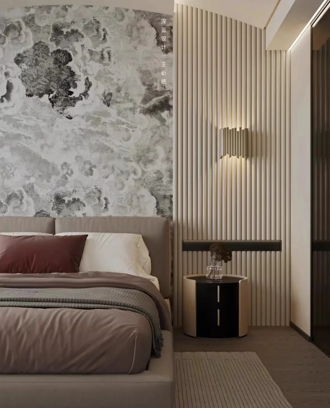 Atunus Italian Modern Minimalist Bedroom Side Table Furniture Temper Glass Top Wooden Structure Night Stand