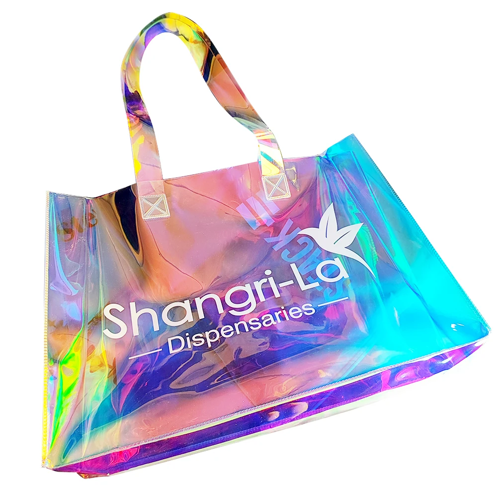 Fashion Sports Hologram PVC Beach Tote Bag 2024 Clear Laser Handbag Transparent Holographic Iridescent Shopping Bags