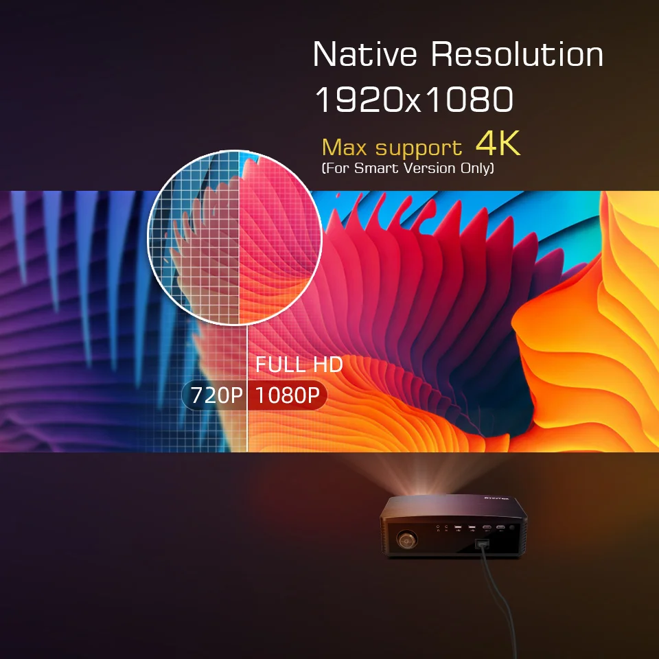 Мини-проектор BYINTEK K25 светодиодный с ЖК-дисплеем и автофокусом Full HD 1080P