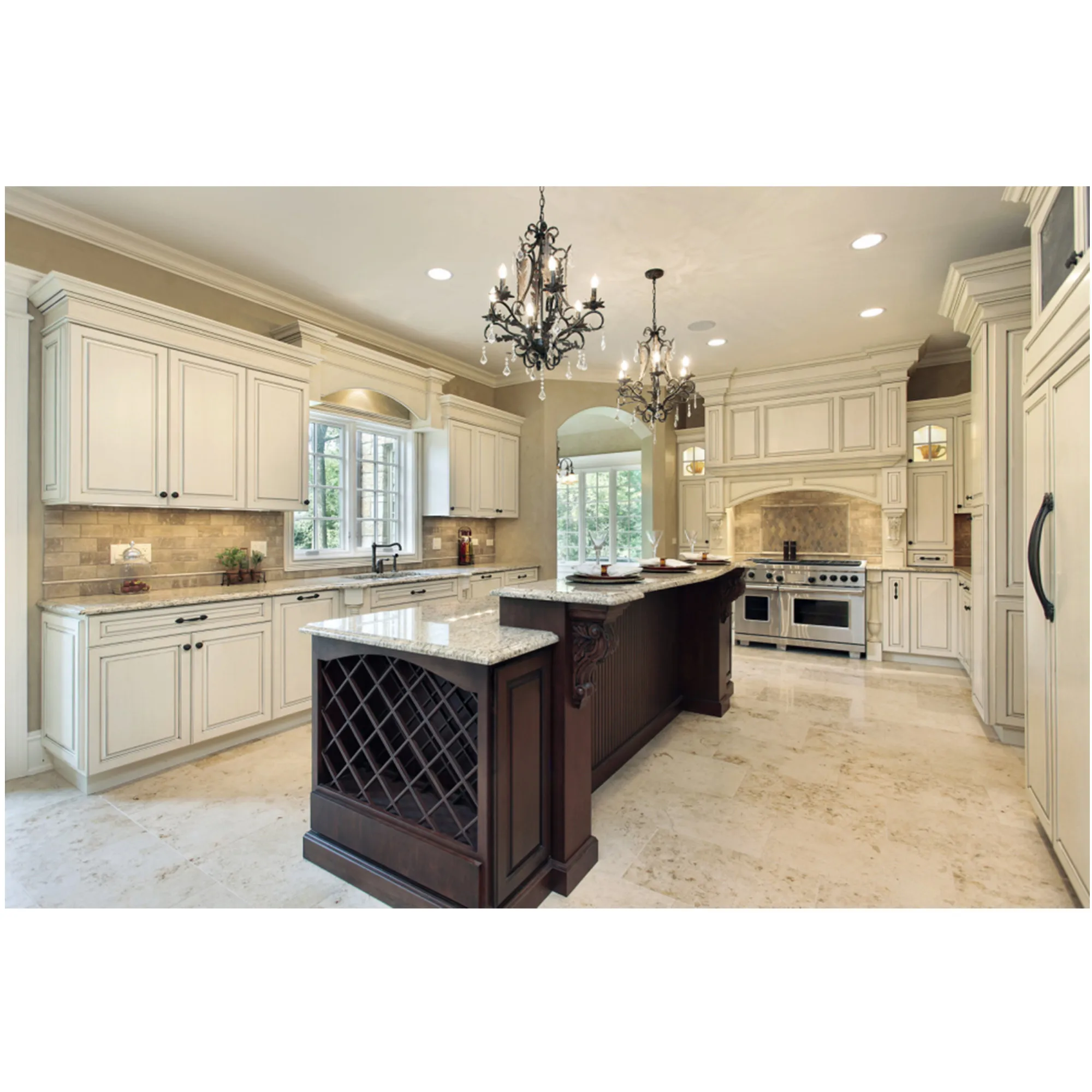 French country green and cream white shaker custom made kitchen design