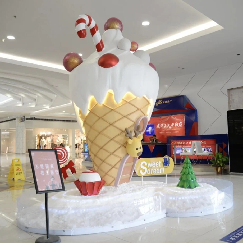 Shopping mall outdoor decoration simulation donut ice cream dessert fiberglass synthetic resin sculpture